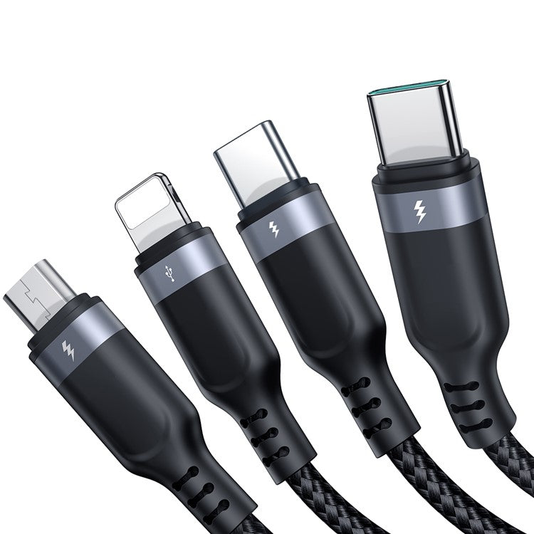 JOYROOM S-1T4018A18 1.2m Multi-use Series for iPhone 15 Series 4-in-1 Type-C*2+Lightning+Micro 3.5A Fast Charging Data Cable