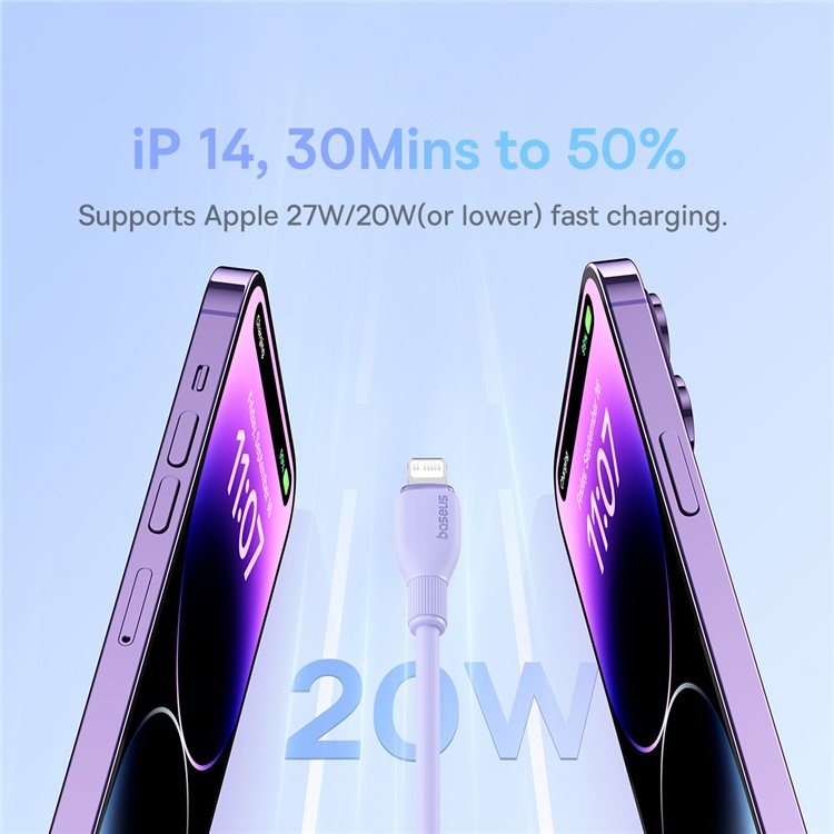 BASEUS Pudding Series Fast Charging Cable Type-C to iP 20W, 2m 480Mbps Charging Data Cable - Purple