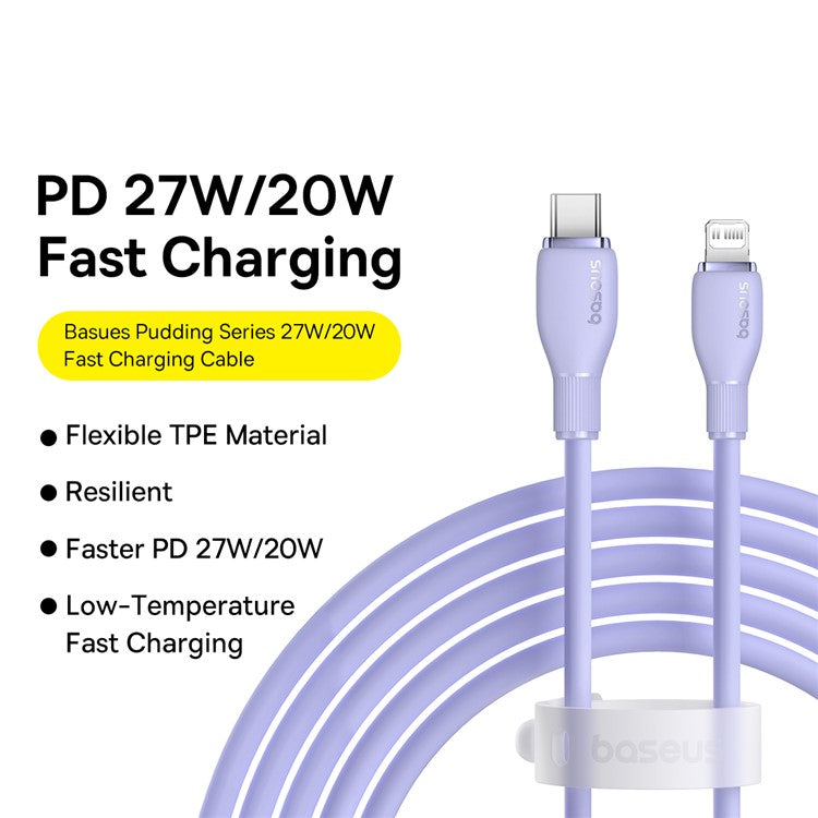 BASEUS Pudding Series Fast Charging Cable Type-C to iP 20W, 2m 480Mbps Charging Data Cable - Purple