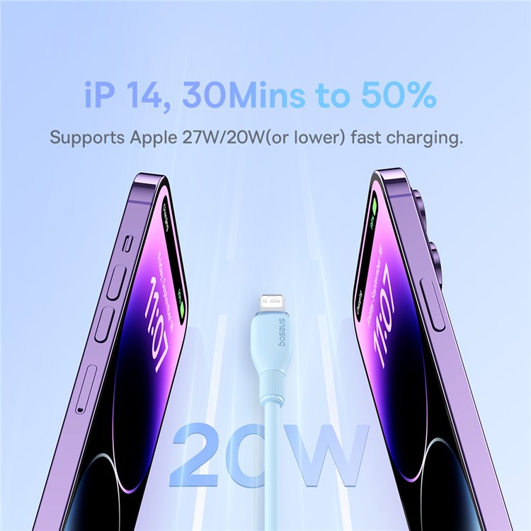 BASEUS Pudding Series Fast Charging Cable Type-C to iP 20W, 2m 480Mbps Charging Data Cable - Blue