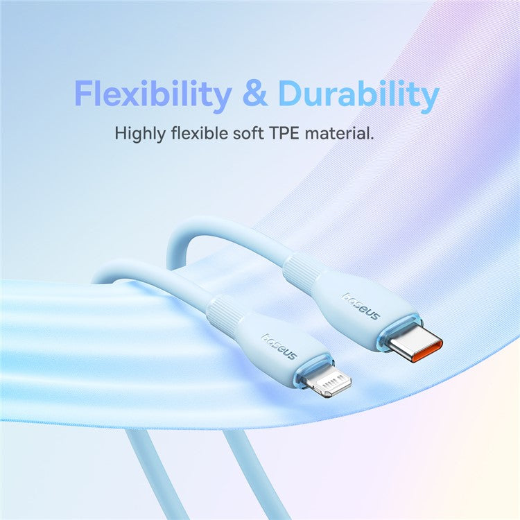 BASEUS Pudding Series Fast Charging Cable Type-C to iP 20W, 2m 480Mbps Charging Data Cable - Blue