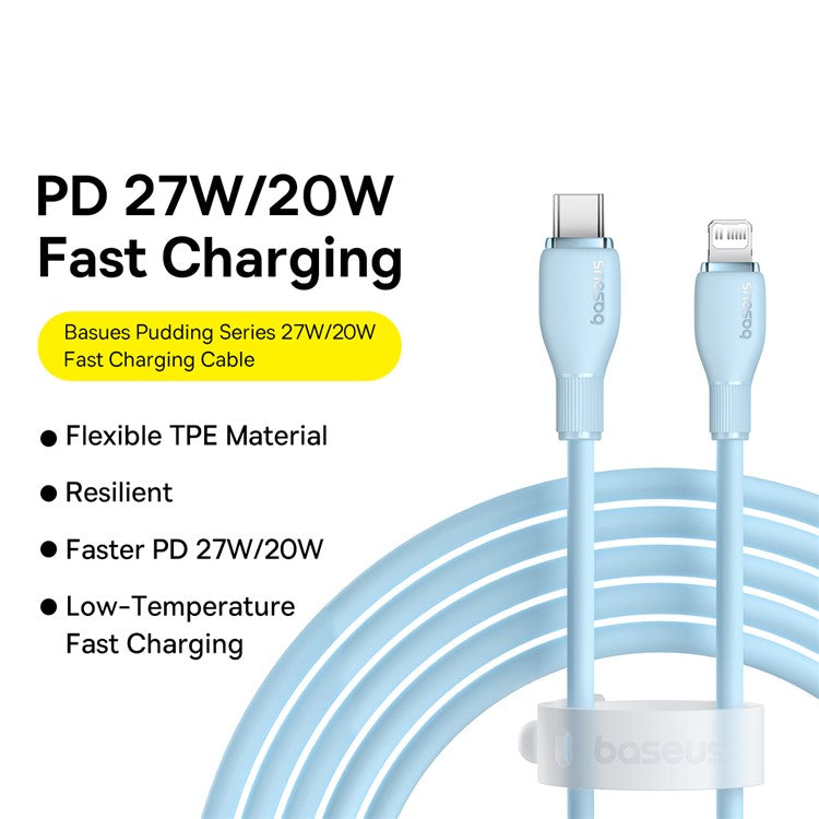 BASEUS Pudding Series Fast Charging Cable Type-C to iP 20W, 2m 480Mbps Charging Data Cable - Blue