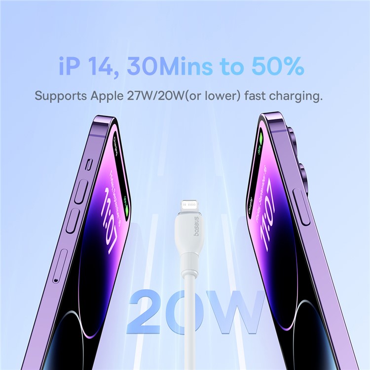 BASEUS Pudding Series Fast Charging Cable Type-C to iP 20W, 2m 480Mbps Charging Data Cable - White