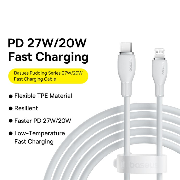 BASEUS Pudding Series Fast Charging Cable Type-C to iP 20W, 2m 480Mbps Charging Data Cable - White