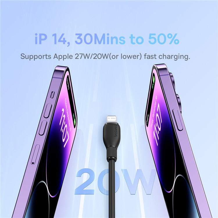 BASEUS Pudding Series Fast Charging Cable Type-C to iP 20W, 2m 480Mbps Charging Data Cable - Black