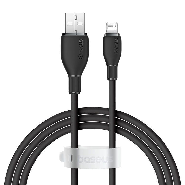 BASEUS Pudding Series Fast Charging Data Cable USB to iP 2.4A 1.2m Charging Cord Support 480Mbps Transmission - Black