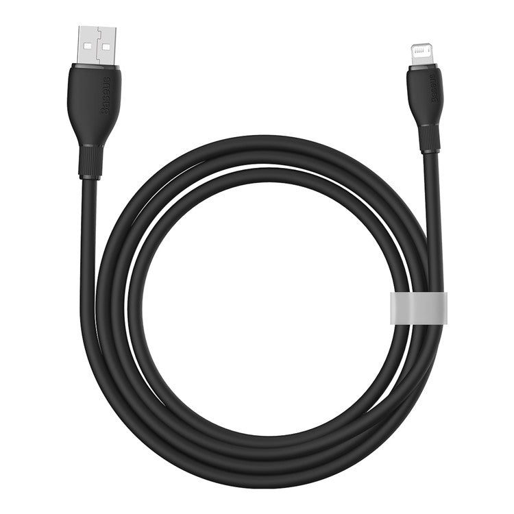 BASEUS Pudding Series Fast Charging Data Cable USB to iP 2.4A 1.2m Charging Cord Support 480Mbps Transmission - Black