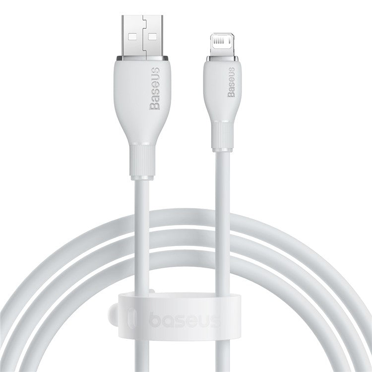 BASEUS Pudding Series Fast Charging Data Cable USB to iP 2.4A 1.2m Charging Cord Support 480Mbps Transmission - White