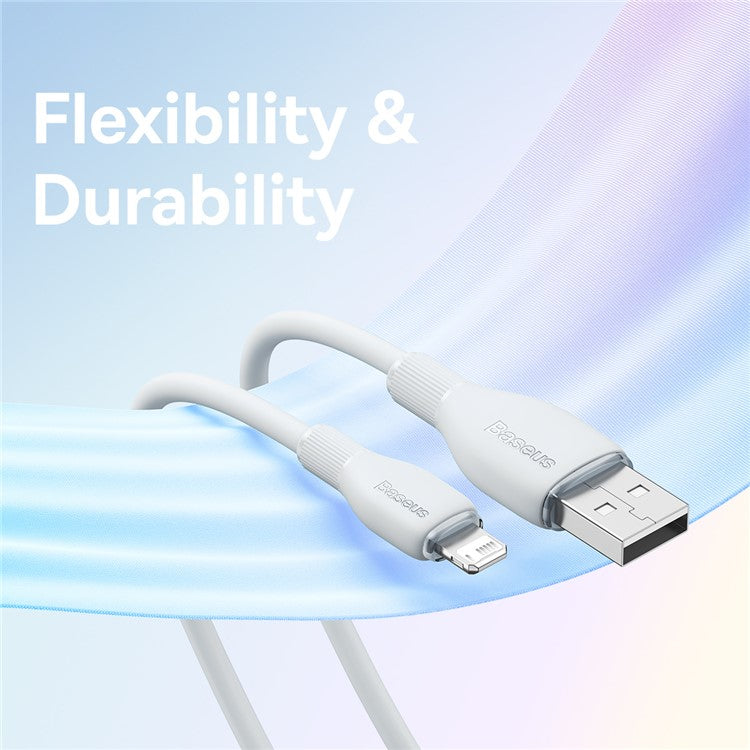 BASEUS Pudding Series Fast Charging Data Cable USB to iP 2.4A 1.2m Charging Cord Support 480Mbps Transmission - White