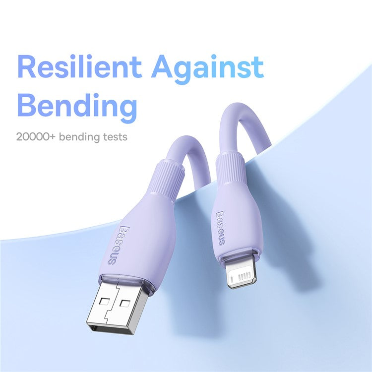 BASEUS Pudding Series Fast Charging Data Cable USB to iP 2.4A 1.2m Charging Cord Support 480Mbps Transmission - Purple