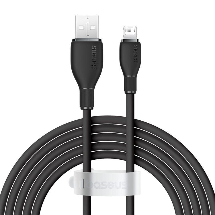 BASEUS Pudding Series USB to iP 2.4A Fast Charging Cable 2m 480Mbps Charging Data Cord - Black
