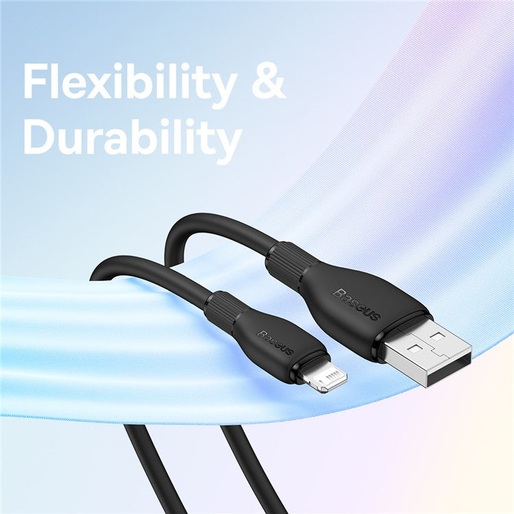 BASEUS Pudding Series USB to iP 2.4A Fast Charging Cable 2m 480Mbps Charging Data Cord - Black
