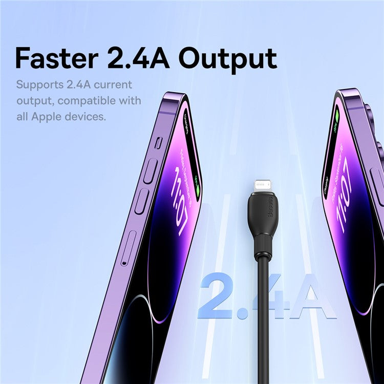 BASEUS Pudding Series USB to iP 2.4A Fast Charging Cable 2m 480Mbps Charging Data Cord - Black