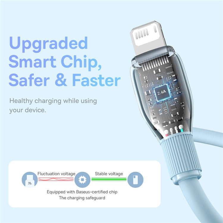 BASEUS Pudding Series USB to iP 2.4A Fast Charging Cable 2m 480Mbps Charging Data Cord - Blue