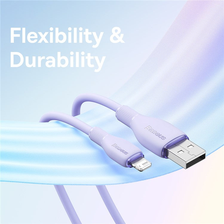 BASEUS Pudding Series USB to iP 2.4A Fast Charging Cable 2m 480Mbps Charging Data Cord - Purple