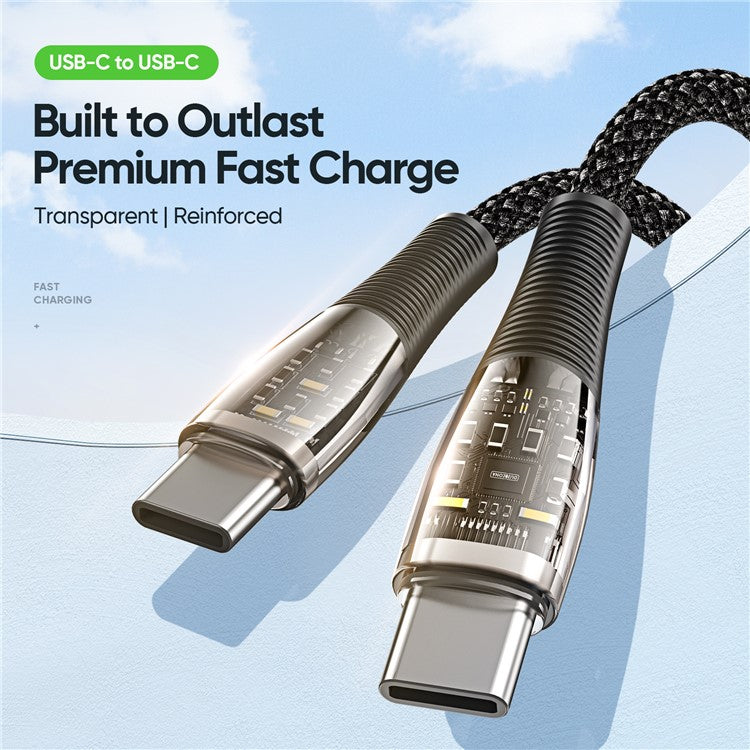 DUZZONA A6 1m USB C to USB C Cable PD 65W Fast Charging PVC Nylon Braided Data Cord for iPhone 16-15 Series / Huawei Mate 60 / Xiaomi