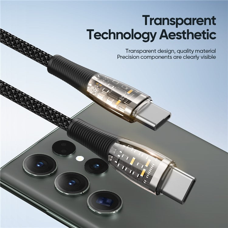 DUZZONA A6 1m USB C to USB C Cable PD 65W Fast Charging PVC Nylon Braided Data Cord for iPhone 16-15 Series / Huawei Mate 60 / Xiaomi