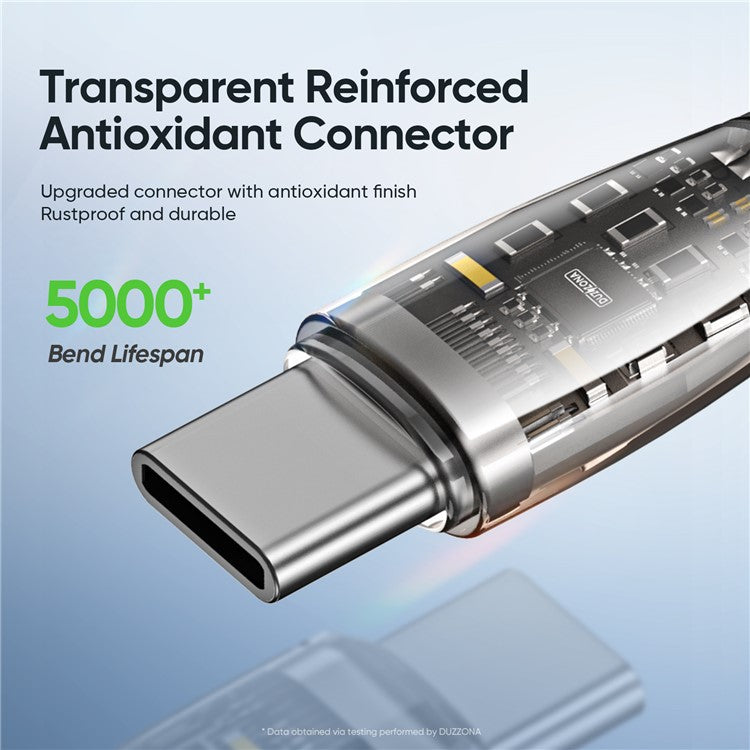 DUZZONA A6 1m USB C to USB C Cable PD 65W Fast Charging PVC Nylon Braided Data Cord for iPhone 16-15 Series / Huawei Mate 60 / Xiaomi