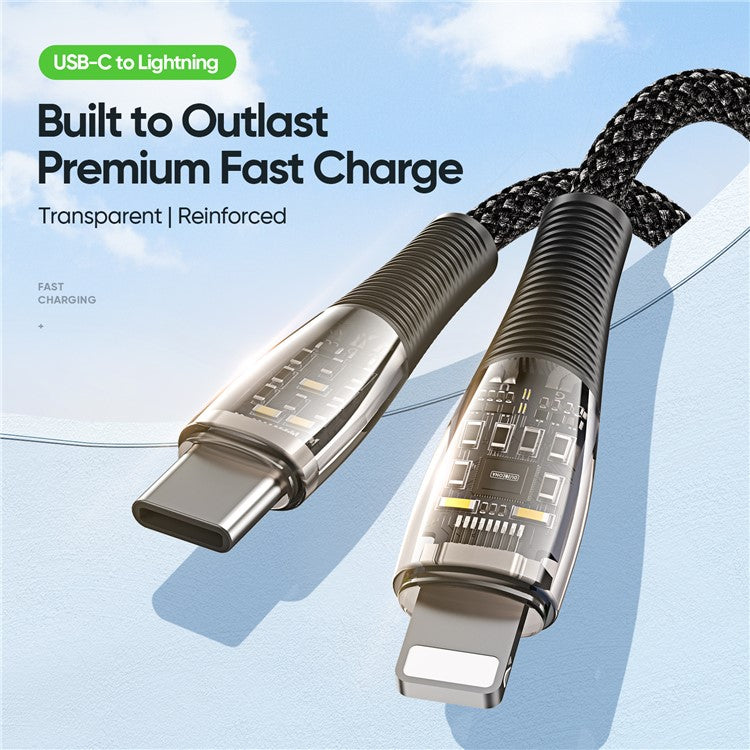 DUZZONA A5 1m PD 20W USB C to Lightning Fast Charging Cable PVC Nylon Braided Charger Cord 480Mbps Speed Transmission Sync