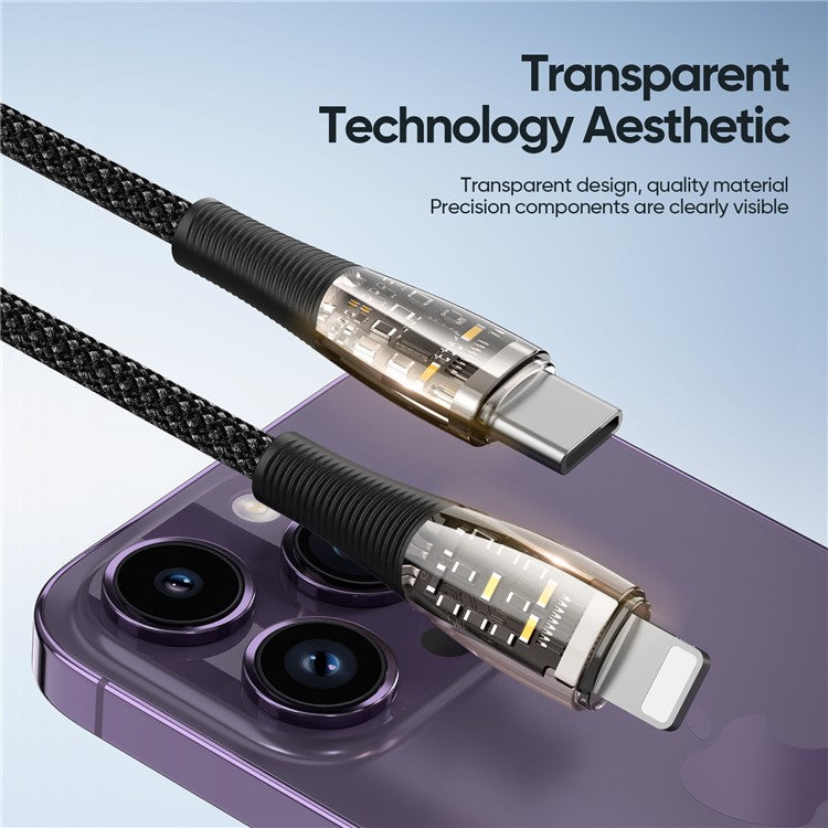 DUZZONA A5 1m PD 20W USB C to Lightning Fast Charging Cable PVC Nylon Braided Charger Cord 480Mbps Speed Transmission Sync