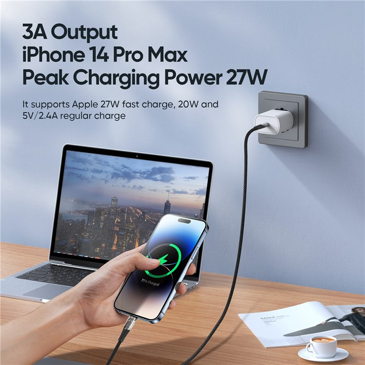 DUZZONA A5 1m PD 20W USB C to Lightning Fast Charging Cable PVC Nylon Braided Charger Cord 480Mbps Speed Transmission Sync