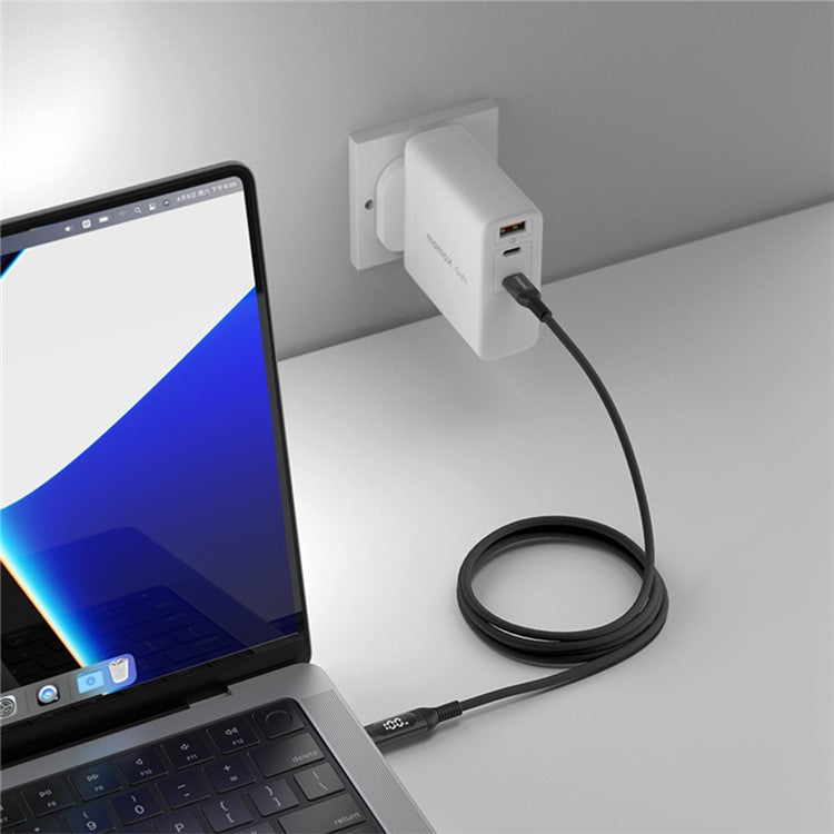 MOMAX for iPhone 15 Series Digital Display PD Fast Charging Data Cable USB-C to USB-C Braided Charging Cord (1.2m, Black)