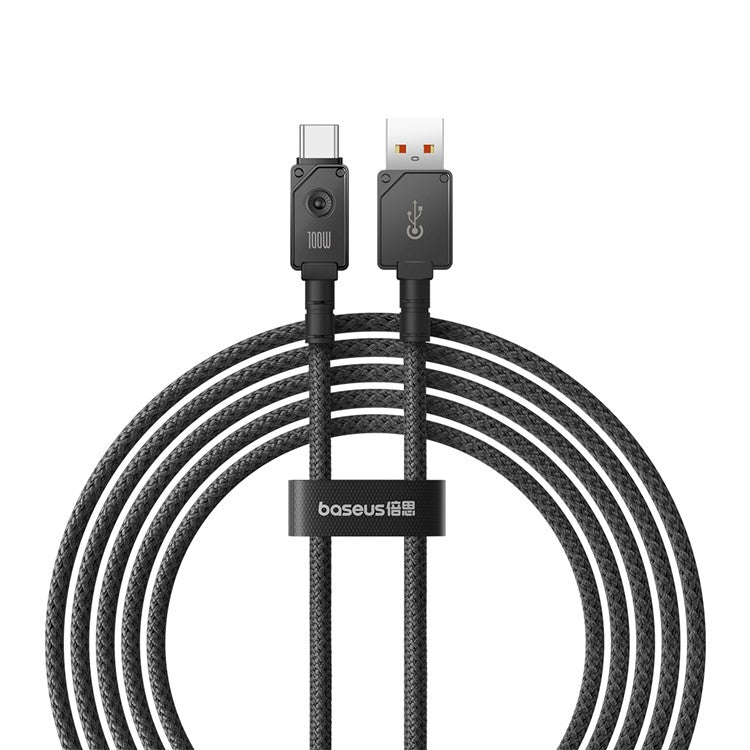 BASEUS Unbreakable Series 2m USB to Type-C Braided Data Cable Support 100W Fast Charging - Cluster Black
