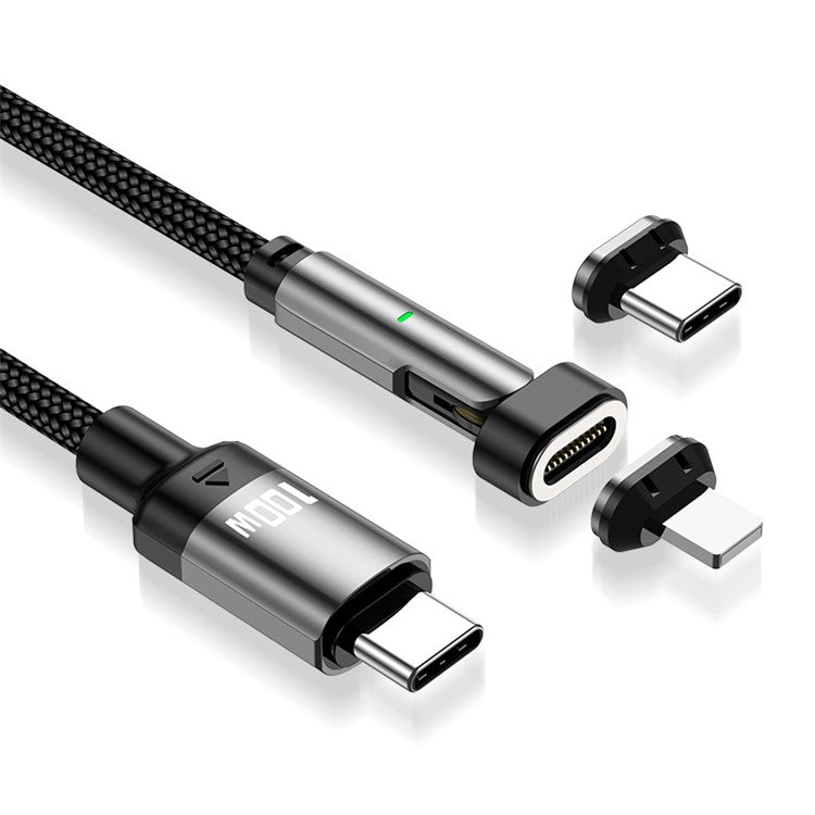 ENKAY 1m USB-C to Type C / iP 2-in-1 PD 100W / 27W 180 Degree Rotation Magnetic Charging Cable