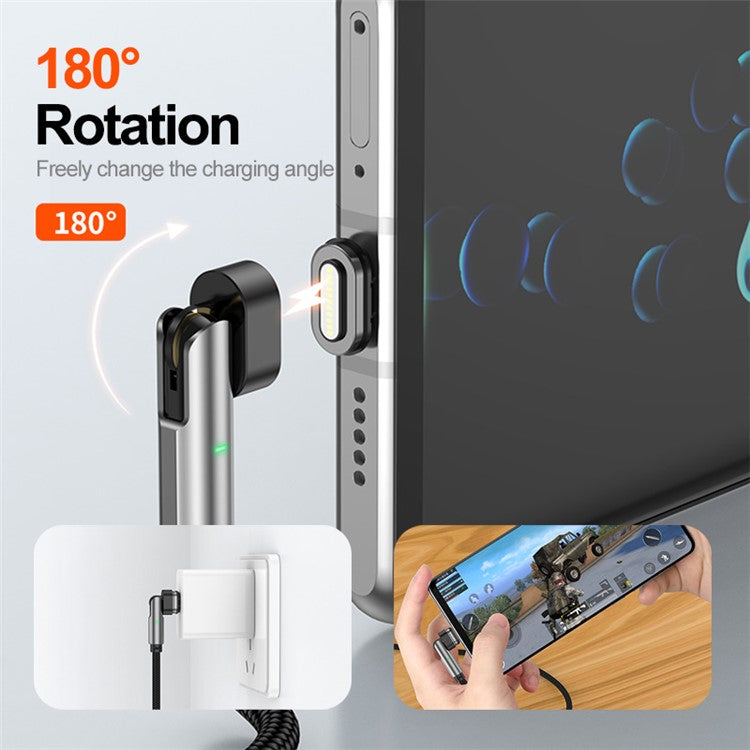 ENKAY 1m USB-C to Type C / iP 2-in-1 PD 100W / 27W 180 Degree Rotation Magnetic Charging Cable