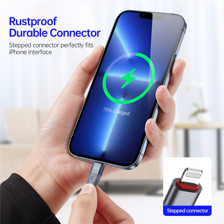 DUZZONA A1 2m USB-C to Lightning Cable PD 20W Fast Charger Nylon Braided Data Cord - Grey