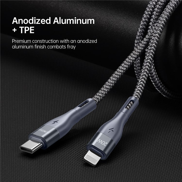 DUZZONA A1 3m USB-C to Lightning Fast Charging Cable Nylon Braided PD 20W Data Cord - Grey