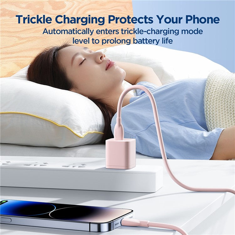 JOYROOM SA29-AL3 Colorful Series 1.2m 3A Fast Charging USB-A to Lightning Cable Liquid Silicone Data Cord - Pink