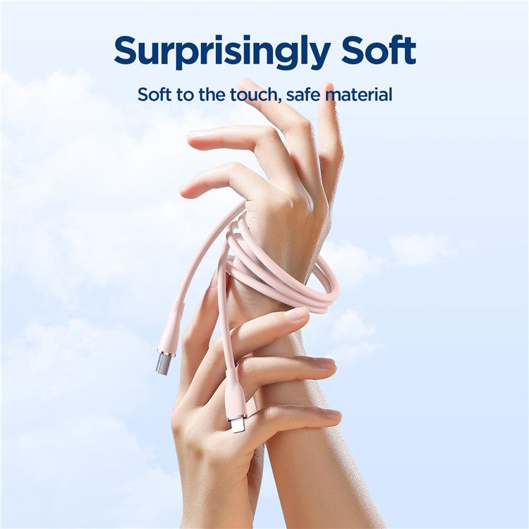 JOYROOM SA29-AL3 Colorful Series 1.2m 3A Fast Charging USB-A to Lightning Cable Liquid Silicone Data Cord - Pink