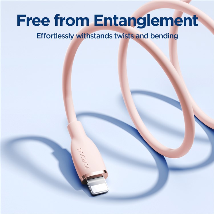 JOYROOM SA29-AL3 Colorful Series 1.2m 3A Fast Charging USB-A to Lightning Cable Liquid Silicone Data Cord - Pink