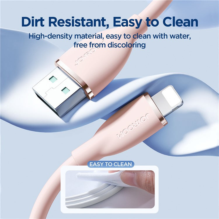 JOYROOM SA29-AL3 Colorful Series 1.2m 3A Fast Charging USB-A to Lightning Cable Liquid Silicone Data Cord - Pink