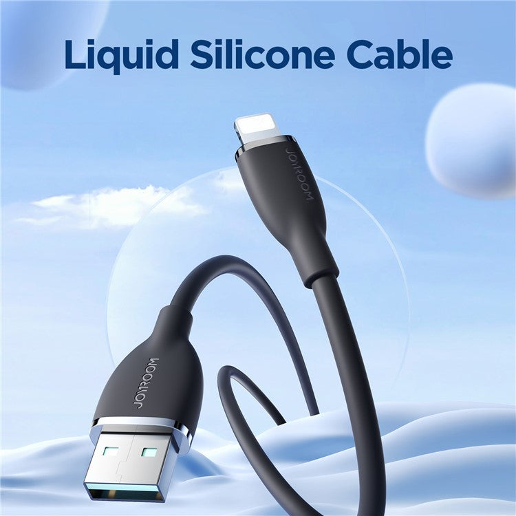 JOYROOM SA29-AL3 Colorful Series 1.2m 3A Fast Charging USB-A to Lightning Cable Liquid Silicone Data Cord - Black