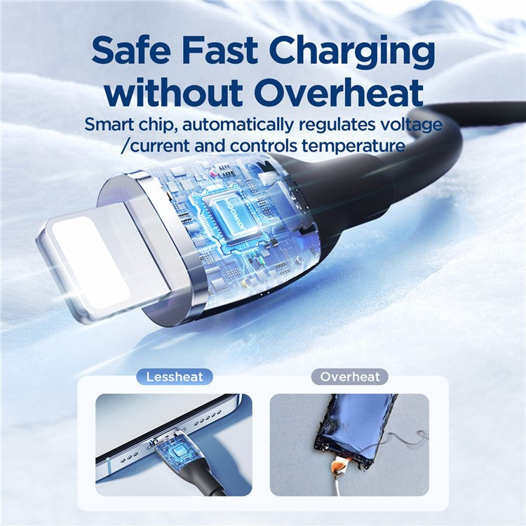 JOYROOM SA29-AL3 Colorful Series 1.2m 3A Fast Charging USB-A to Lightning Cable Liquid Silicone Data Cord - Black