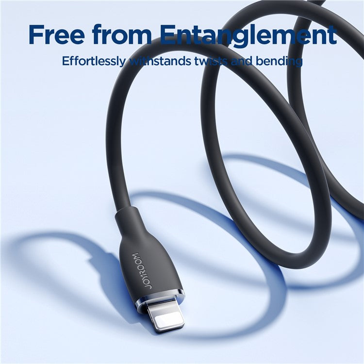 JOYROOM SA29-AL3 Colorful Series 1.2m 3A Fast Charging USB-A to Lightning Cable Liquid Silicone Data Cord - Black