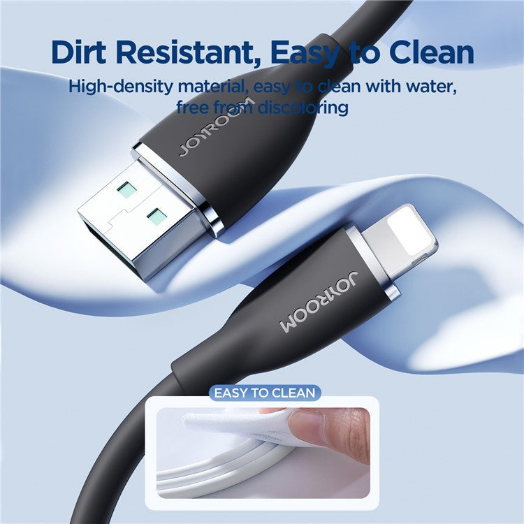 JOYROOM SA29-AL3 Colorful Series 1.2m 3A Fast Charging USB-A to Lightning Cable Liquid Silicone Data Cord - Black