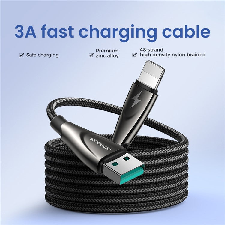 JOYROOM SA31-AL3 Pioneer Series 1.2m 3A Fast Charging Cord Nylon Braided USB-A to Lightning Data Cable