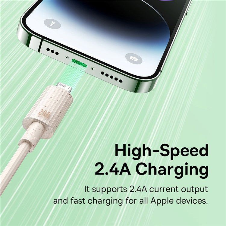 BASEUS Habitat Series 2m USB to iP Biodegradable Fast Charging Cord 2.4A Phone Data Cable - Pink