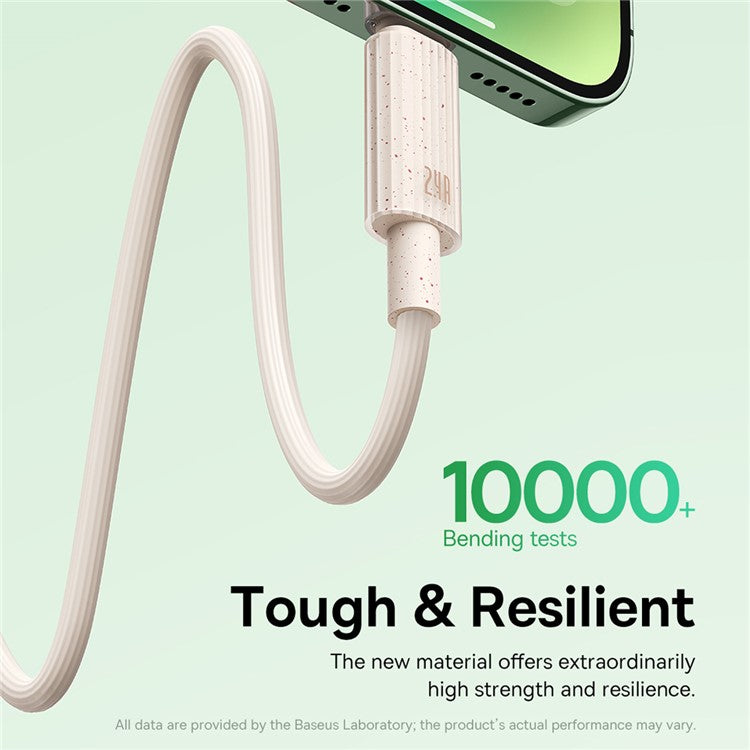 BASEUS Habitat Series 2m USB to iP Biodegradable Fast Charging Cord 2.4A Phone Data Cable - Pink