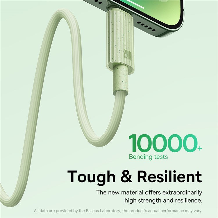 BASEUS Habitat Series 2m USB to iP Biodegradable Fast Charging Cord 2.4A Phone Data Cable - Green