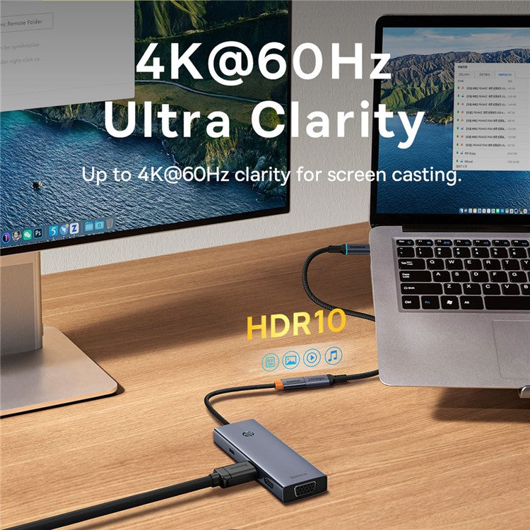 BASEUS High Definition Series for iPhone 15 Series 0.5m 10Gbps Type-C Extension Cable 4K@60Hz Clarity Braided Fast Charging Cable, Black