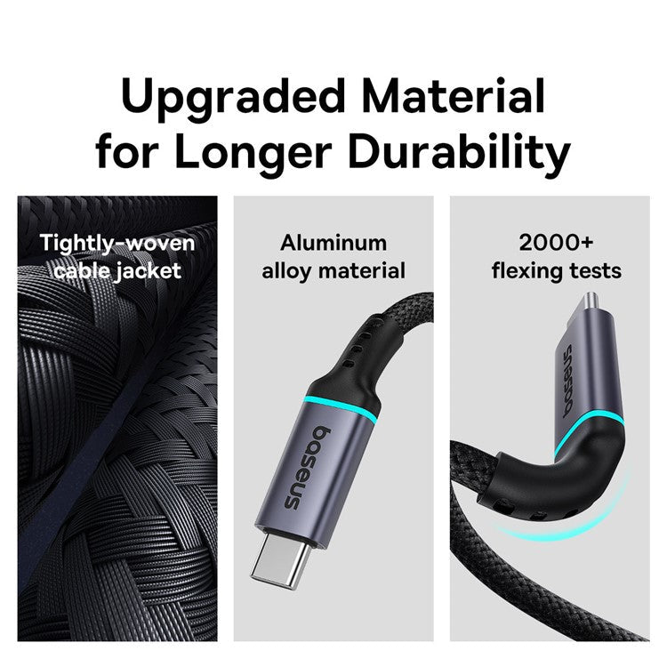 BASEUS High Definition Series for iPhone 15 Series 0.5m 10Gbps Type-C Extension Cable 4K@60Hz Clarity Braided Fast Charging Cable, Black