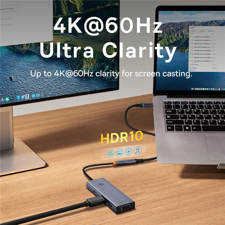 BASEUS High Definition Series for iPhone 15 Series 1m 4K@60Hz Clarity Type-C Extension Cable 10Gbps Braided Fast Charging Cable, Black