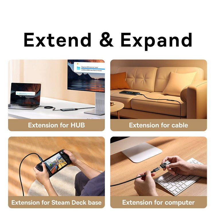 BASEUS High Definition Series for iPhone 15 Series 1m 4K@60Hz Clarity Type-C Extension Cable 10Gbps Braided Fast Charging Cable, Black