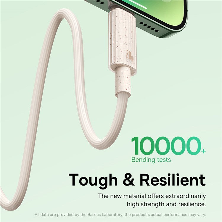 BASEUS Habitat Series 2m Type-C to iP Fast Charging Cable PD 20W Biodegradable Phone Data Cable - Pink