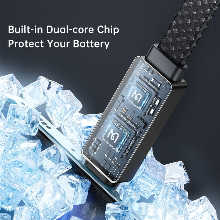 MCDODO CA-4980 MDD Rhythm Series for iPhone 15 Series 1.2m PD 100W USB to Type-C Data Cable with 9-level Light Display - Black