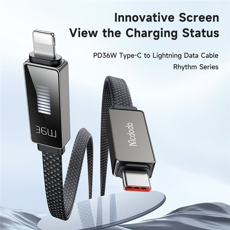MCDODO CA-4960 Rhythm Series 1.2m PD 36W Fast Charging Type-C to Lightning Data Cable, Black